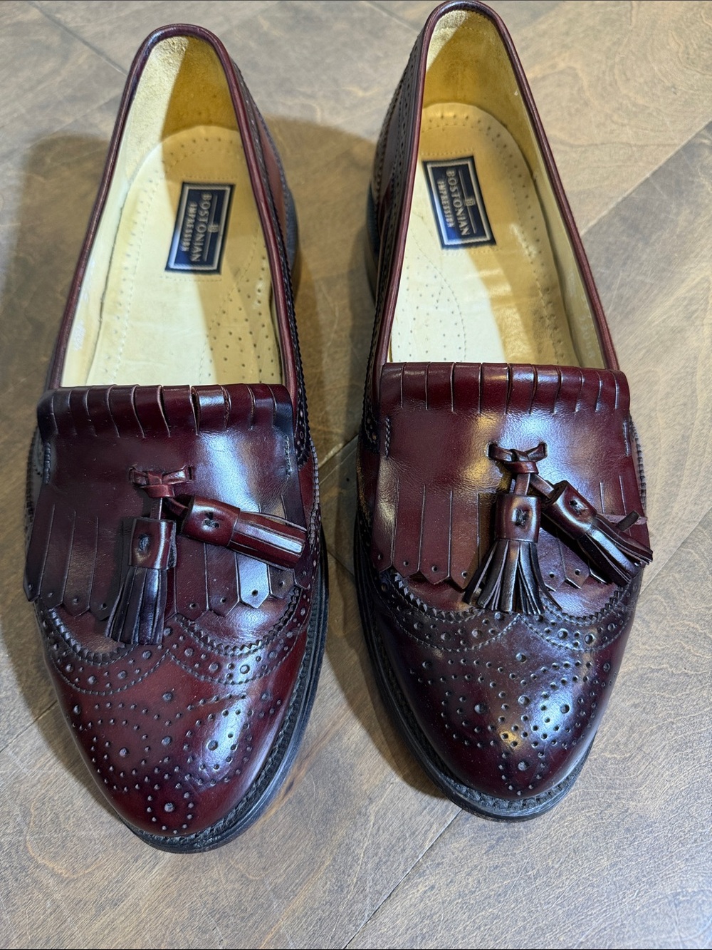 Bostonian Wine Red Kiltie Tassel Brogue Loafers